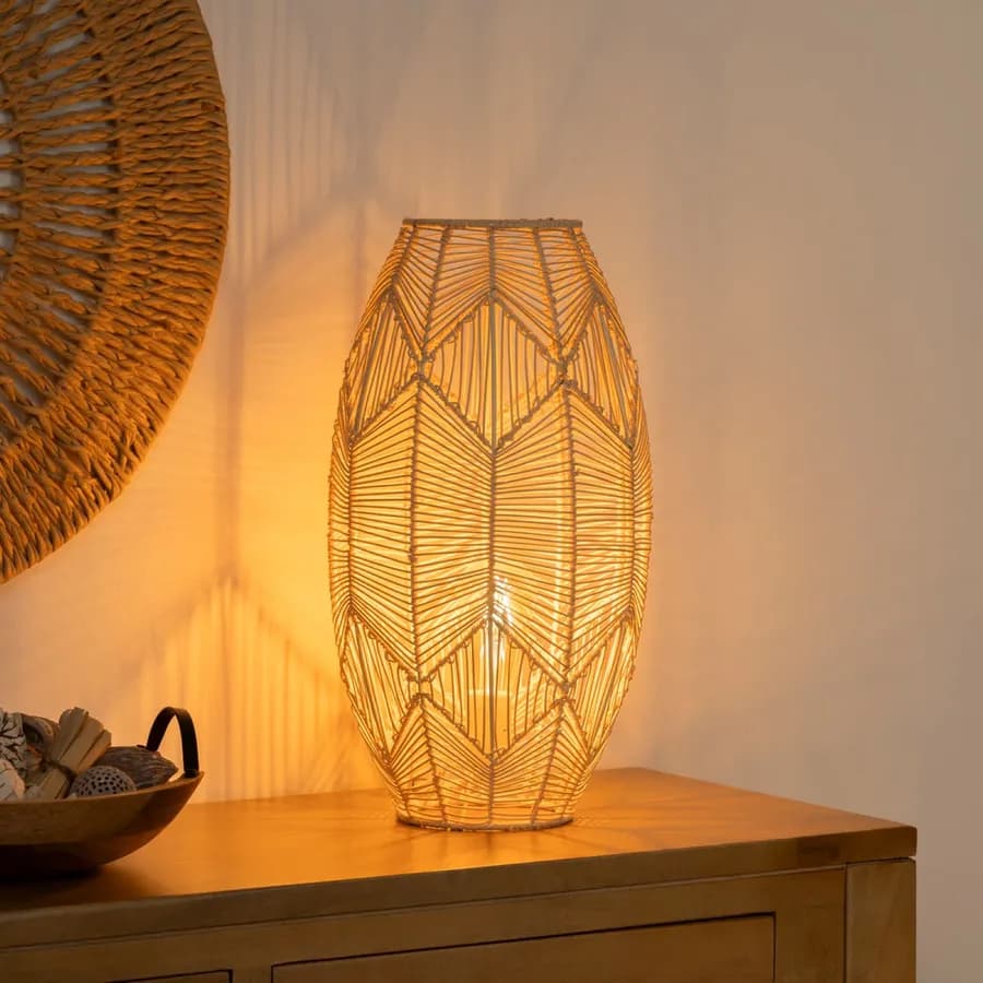 Lampada da tavolo 49h cm in rattan naturale