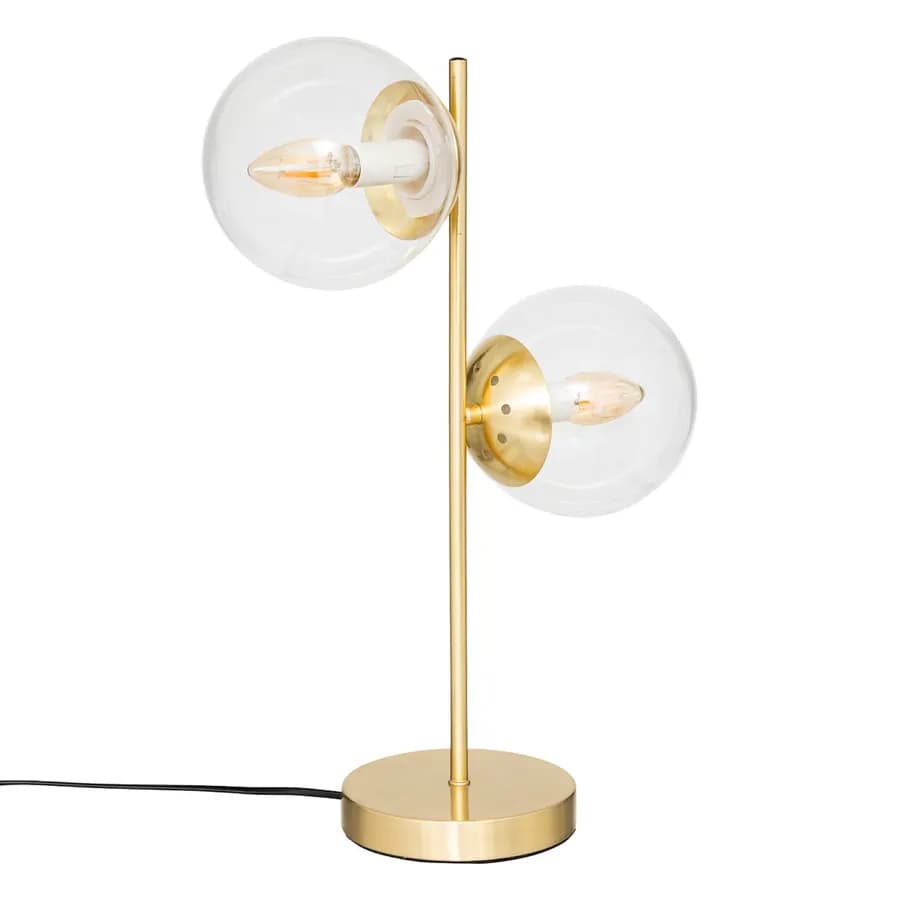 Lampada da tavolo 50h cm in metallo oro e sfere in vetro - Boule