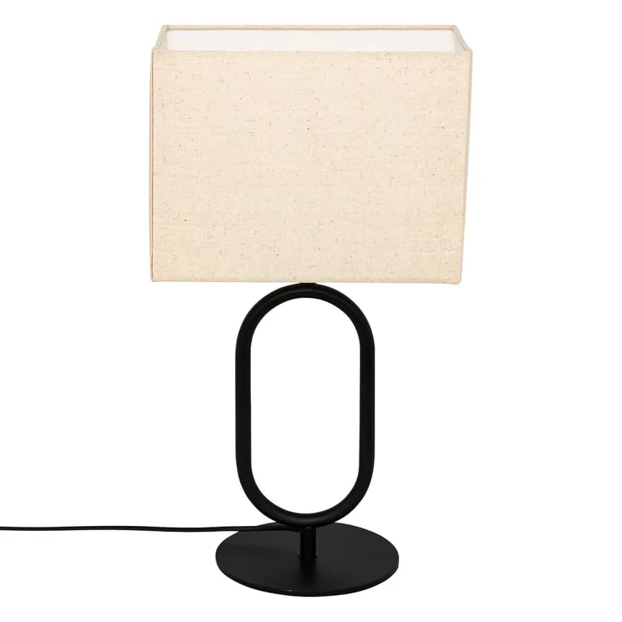 Lampada da tavolo 52h cm in metallo nero e paralume in lino