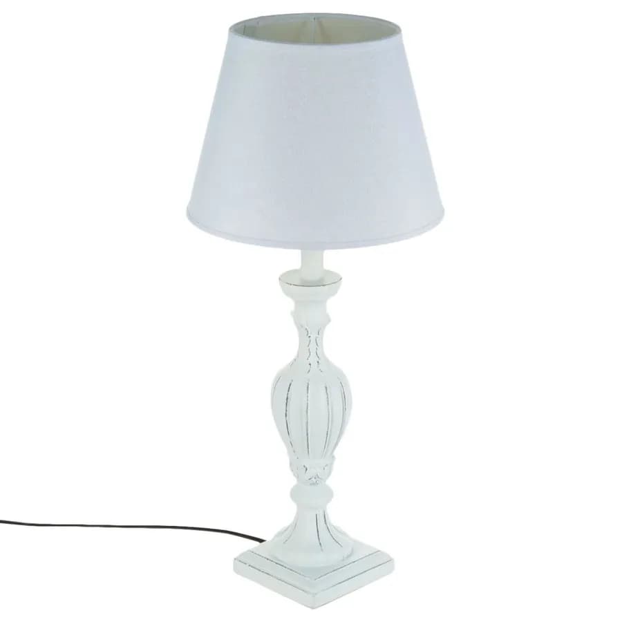 Lampada da tavolo 54 h cm con paralume in tessuto e struttura bianco anticato