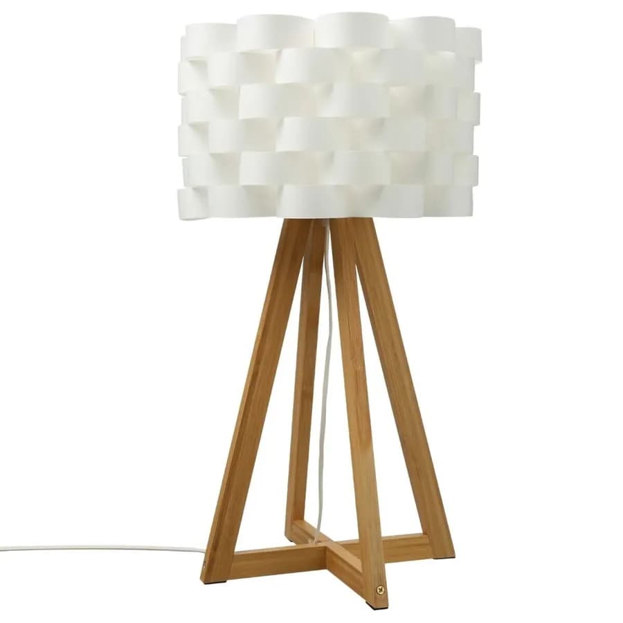 Lampada da tavolo 55h cm in bambù e paralume bianco - Moyra