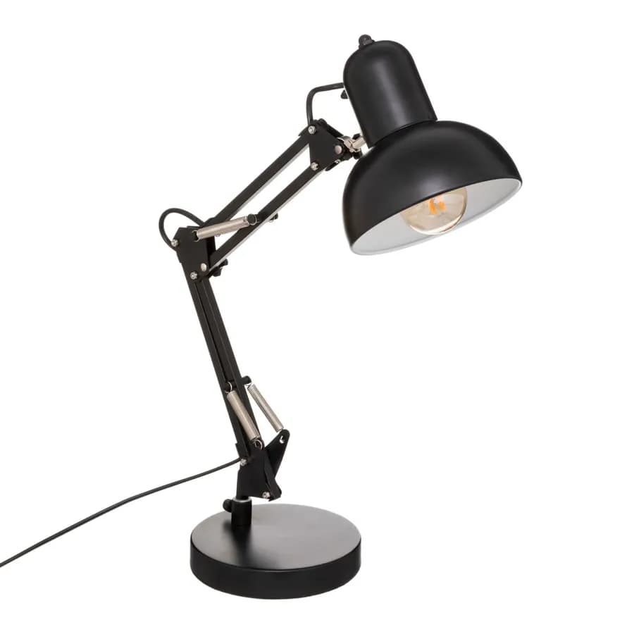 Lampada da tavolo 56h cm in metallo nero e bianco regolabile