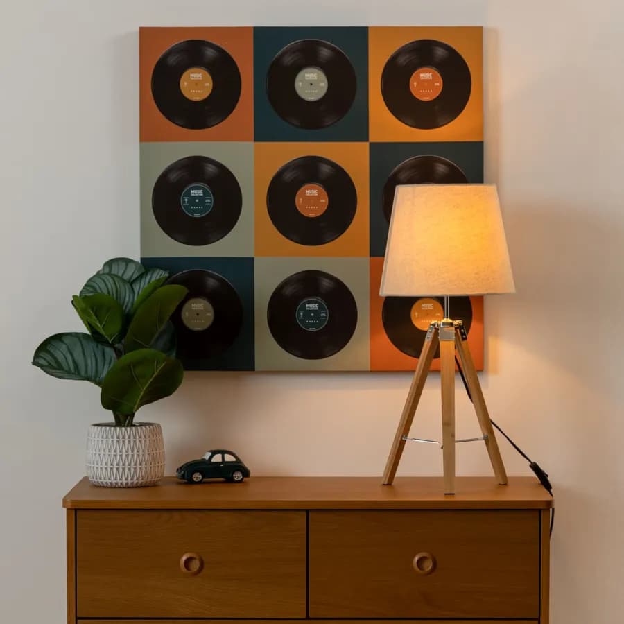 Lampada da tavolo 58h cm in bambù naturale e paralume beige - Sailor