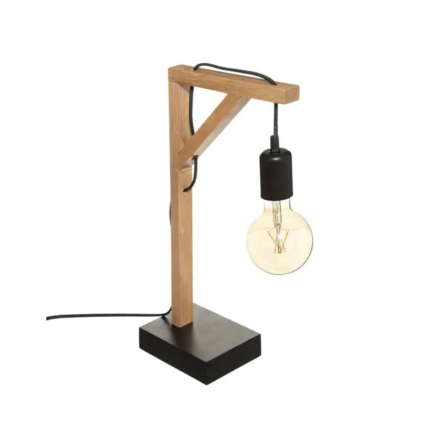 Lampada da tavolo h46 cm legno di pino e cemento