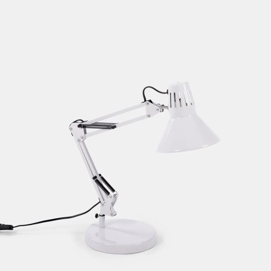 Lampada da tavolo in metallo bianco regolabile - King