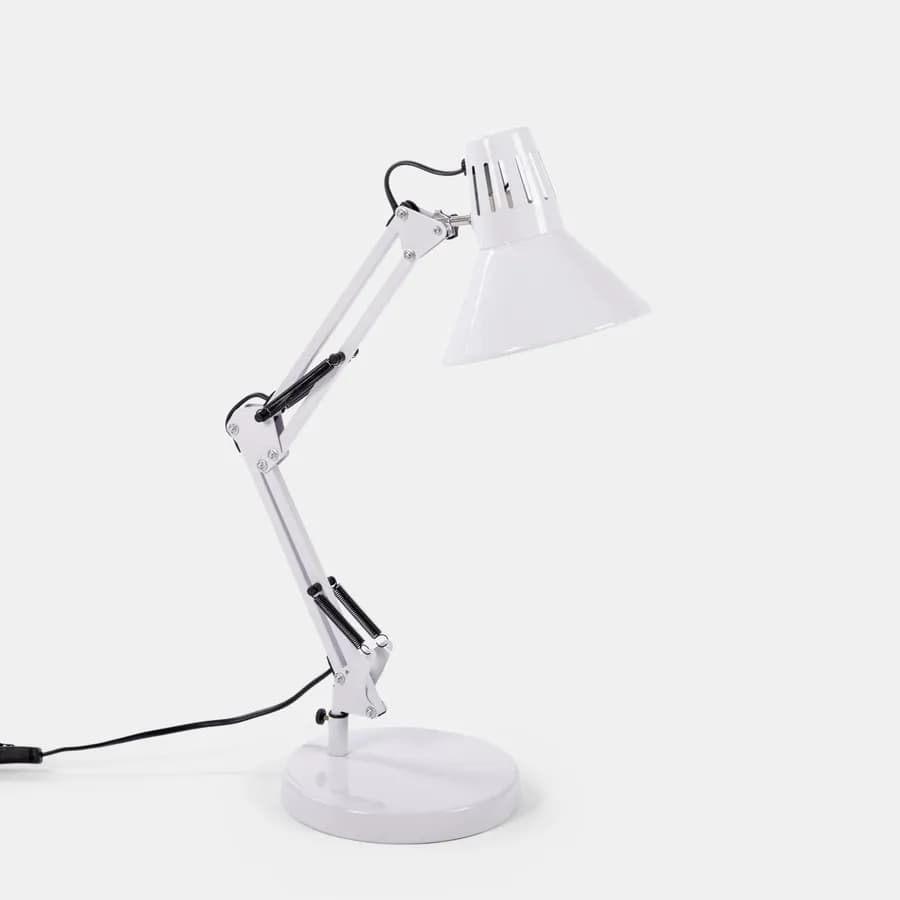 Lampada da tavolo in metallo bianco regolabile - King