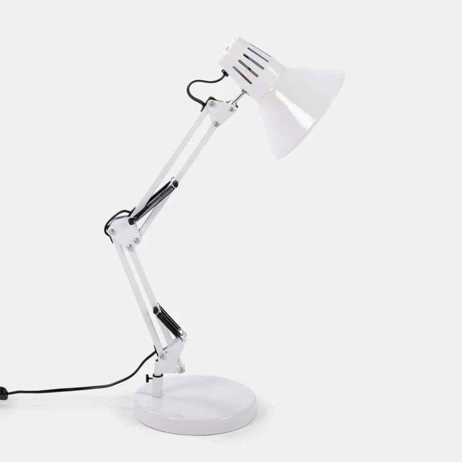 Lampada da tavolo in metallo bianco regolabile - King