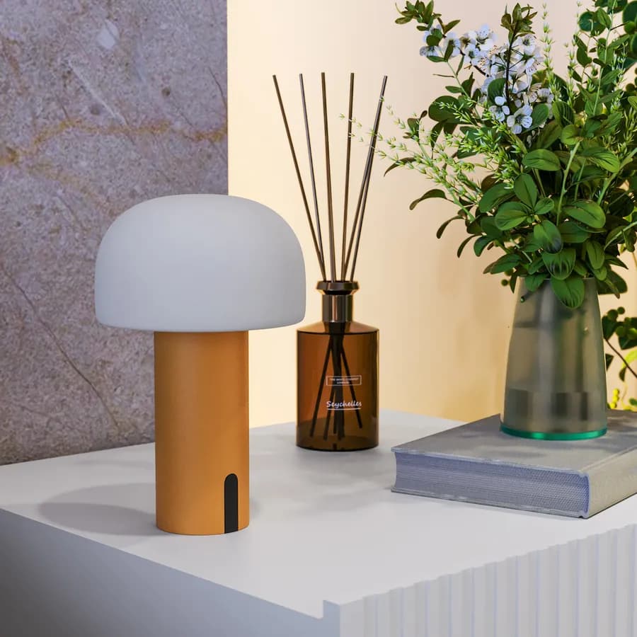 Lampada da tavolo LED paralume rotondo 15 cm in alluminio arancione - Bramble