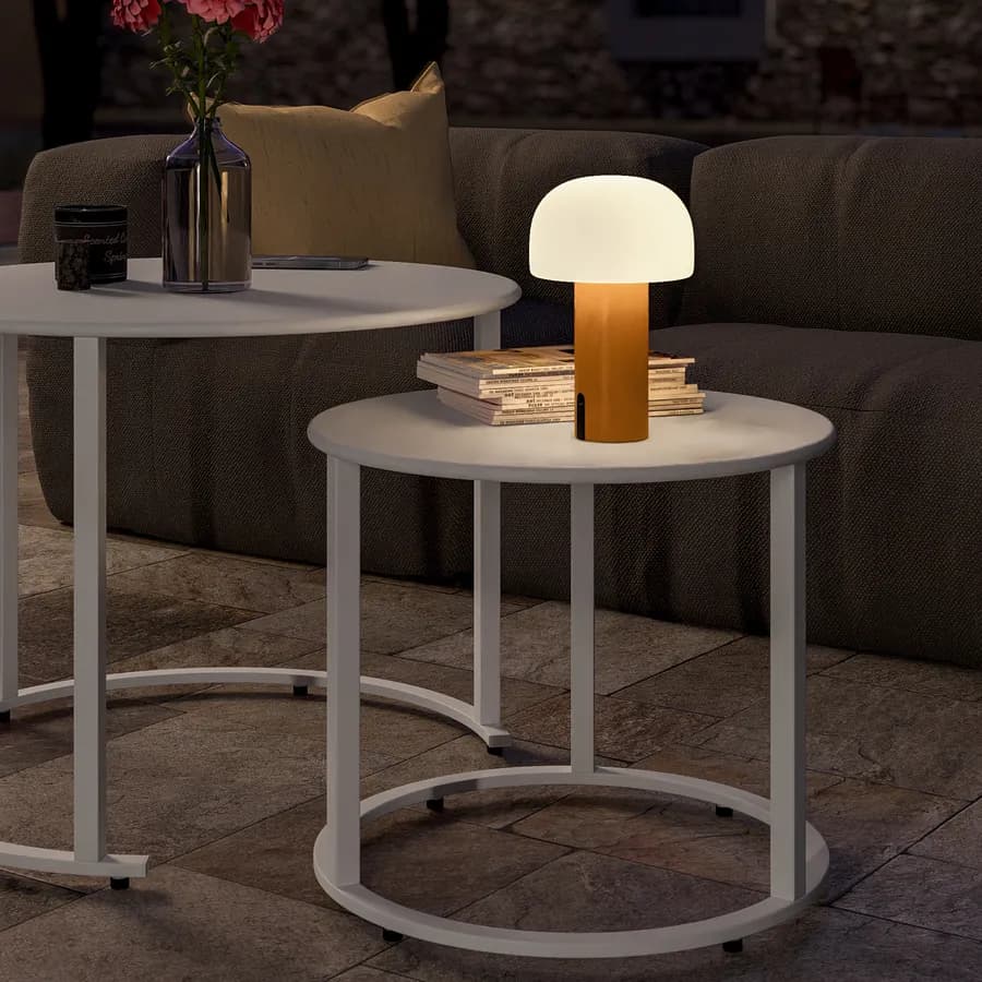 Lampada da tavolo LED paralume rotondo 15 cm in alluminio arancione - Bramble