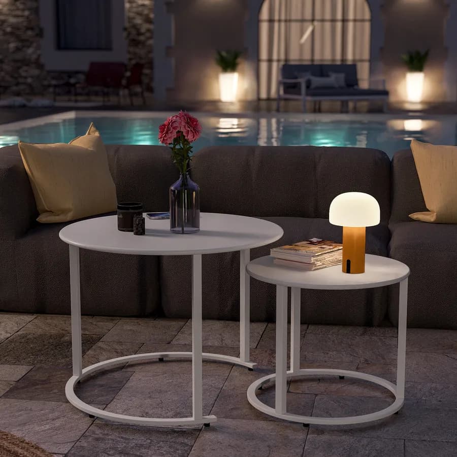 Lampada da tavolo LED paralume rotondo 15 cm in alluminio arancione - Bramble