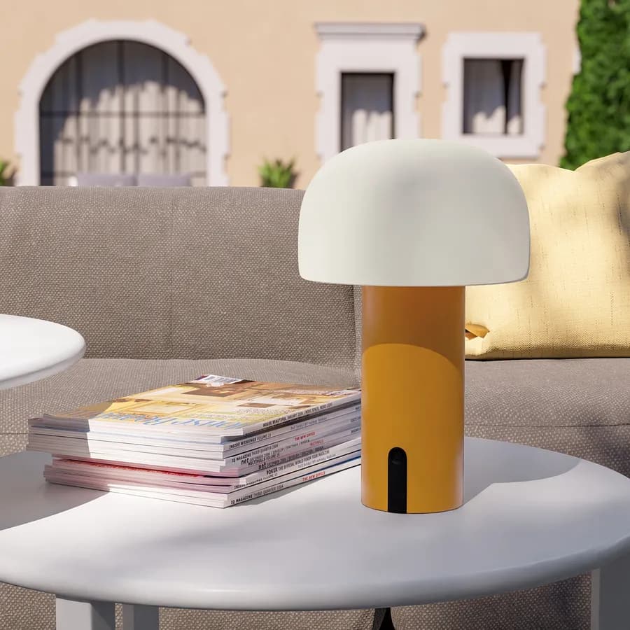 Lampada da tavolo LED paralume rotondo 15 cm in alluminio arancione - Bramble