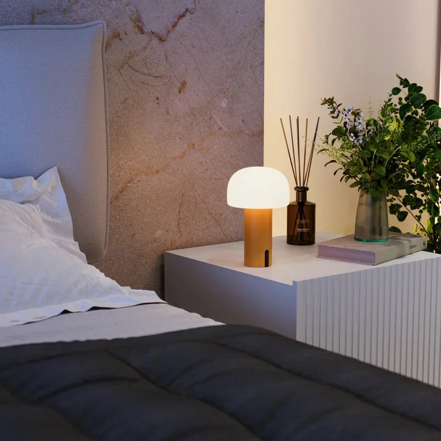 Lampada da tavolo LED paralume rotondo 15 cm in alluminio arancione - Bramble