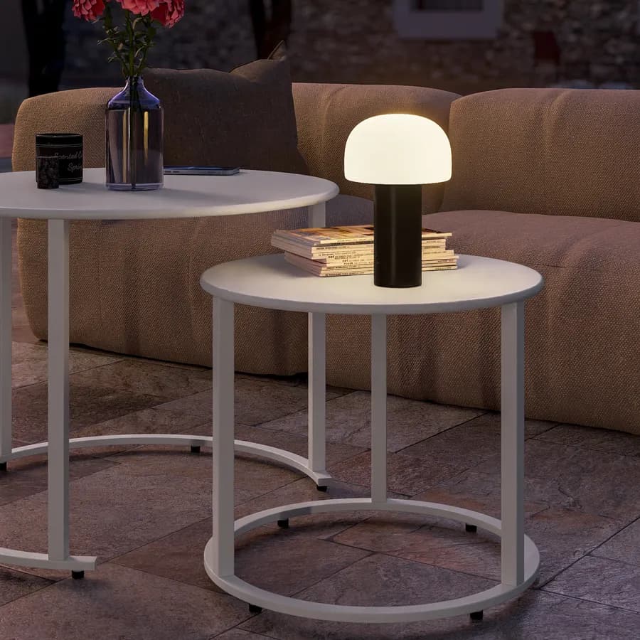 Lampada da tavolo LED paralume rotondo 15 cm in alluminio nero - Bramble