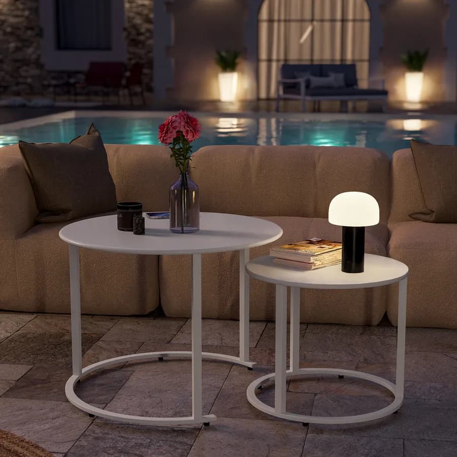 Lampada da tavolo LED paralume rotondo 15 cm in alluminio nero - Bramble