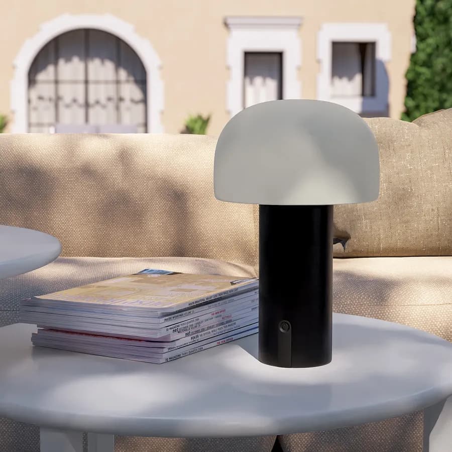 Lampada da tavolo LED paralume rotondo 15 cm in alluminio nero - Bramble