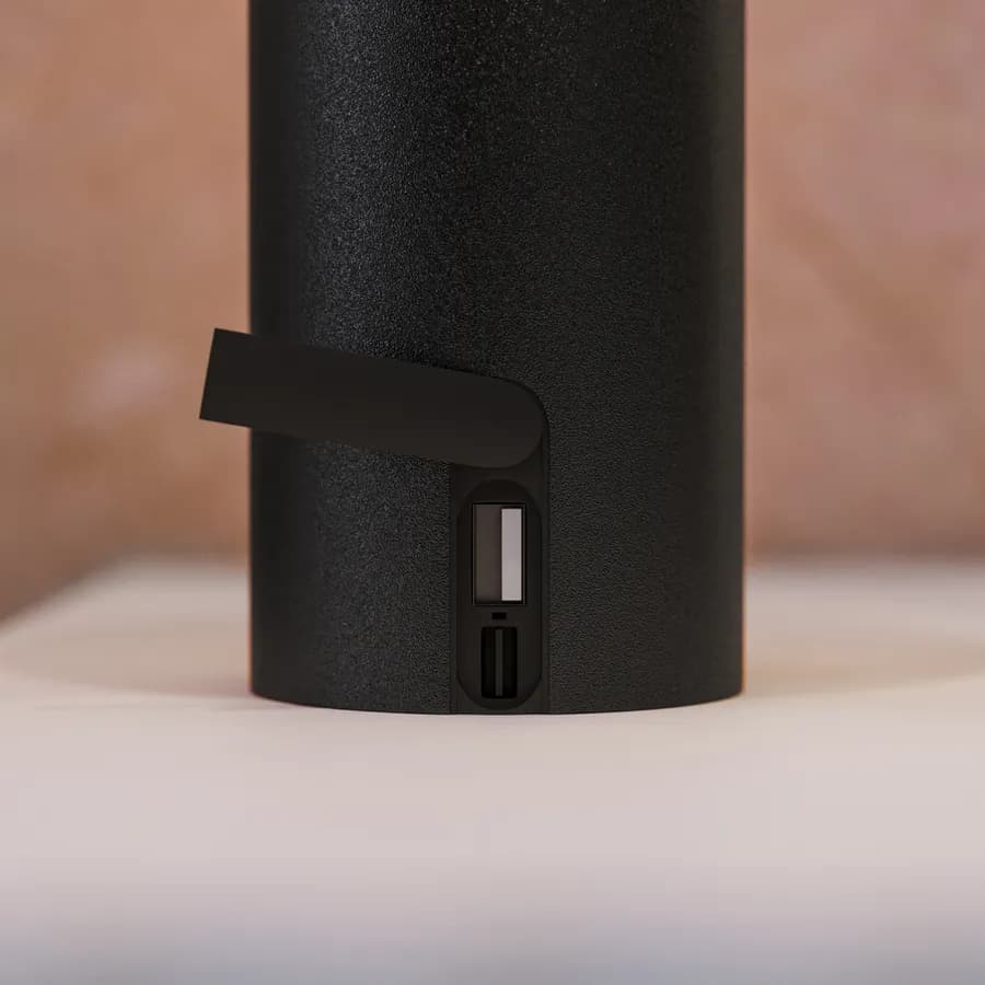 Lampada da tavolo LED paralume rotondo 15 cm in alluminio nero - Bramble