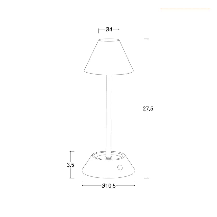 Lampada da tavolo touch 10x26 h cm in alluminio rame - Etna