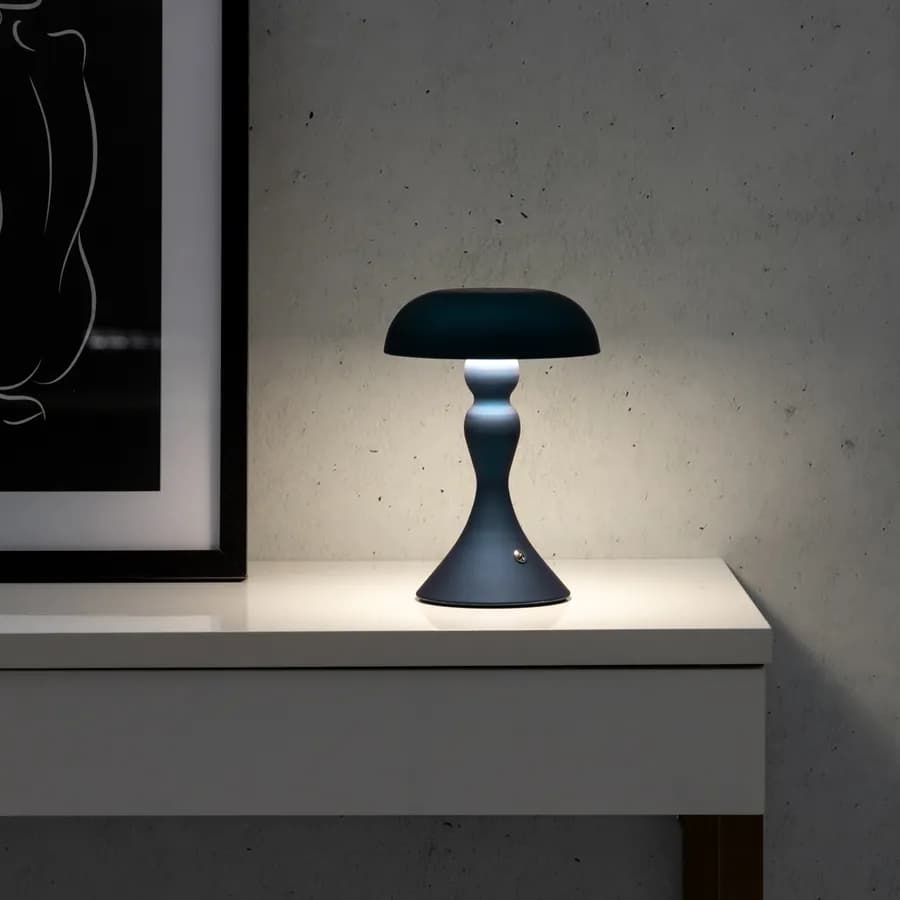 Lampada da tavolo touch 15x22 h cm in alluminio blu - Elide