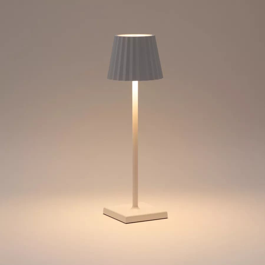 Lampada da tavolo touch a LED plissettata 14x40h cm in alluminio bianco - Isobel