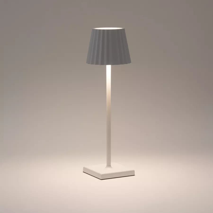 Lampada da tavolo touch a LED plissettata 14x40h cm in alluminio bianco - Isobel