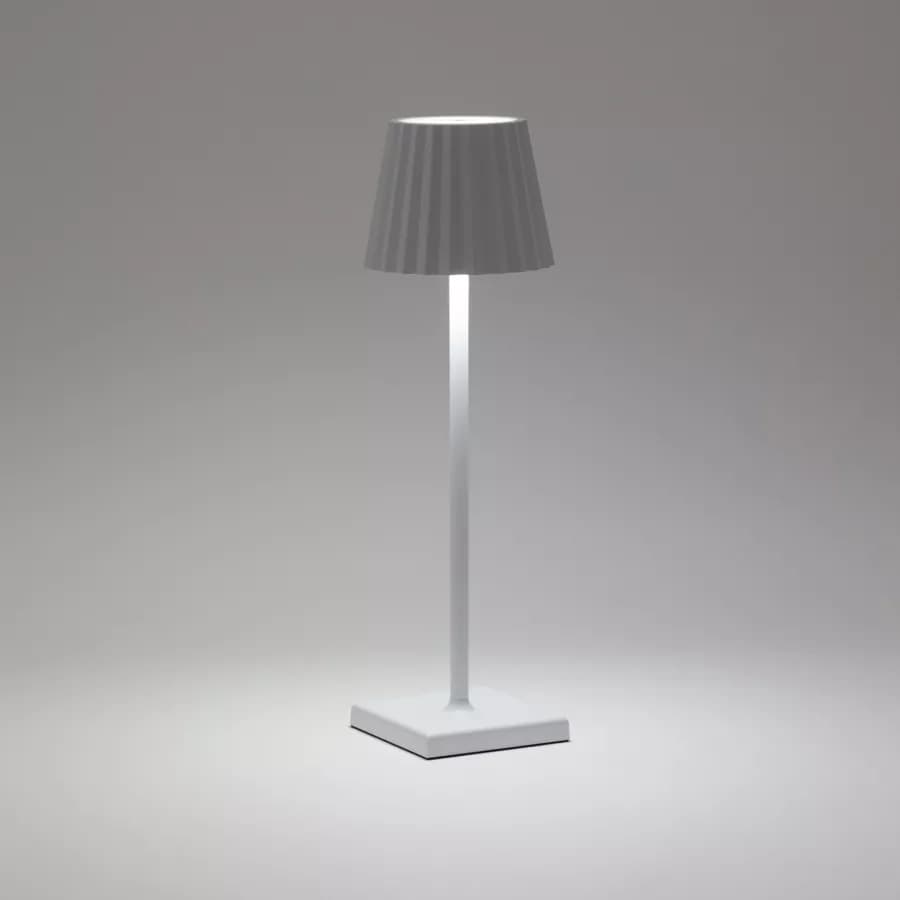 Lampada da tavolo touch a LED plissettata 14x40h cm in alluminio bianco - Isobel