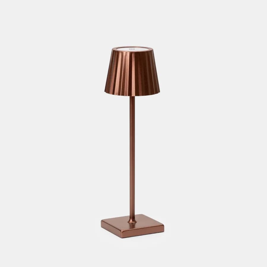 Lampada da tavolo touch a LED plissettata 14x40h cm in alluminio cioccolato - Isobel