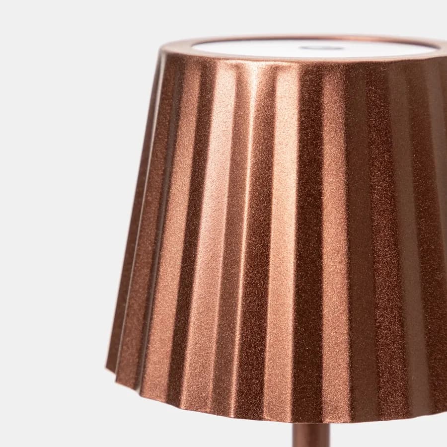 Lampada da tavolo touch a LED plissettata 14x40h cm in alluminio cioccolato - Isobel