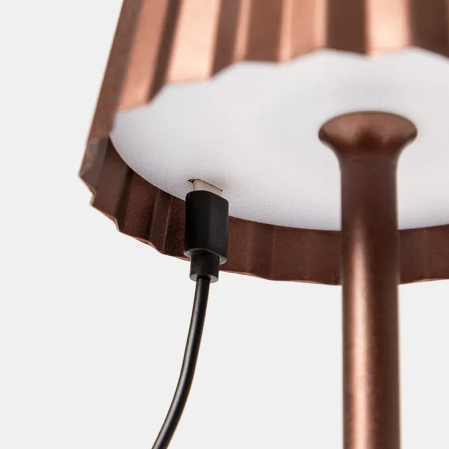Lampada da tavolo touch a LED plissettata 14x40h cm in alluminio cioccolato - Isobel