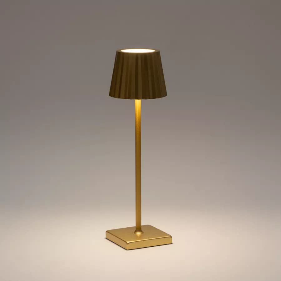 Lampada da tavolo touch a LED plissettata 14x40h cm in alluminio oro - Isobel