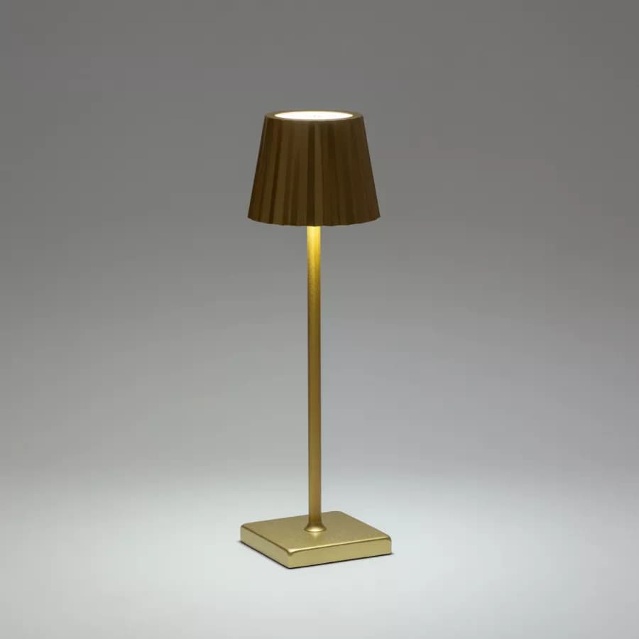 Lampada da tavolo touch a LED plissettata 14x40h cm in alluminio oro - Isobel