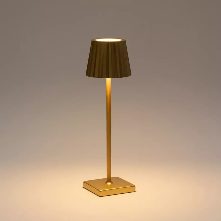 Lampada da tavolo touch a LED plissettata 14x40h cm in alluminio oro - Isobel