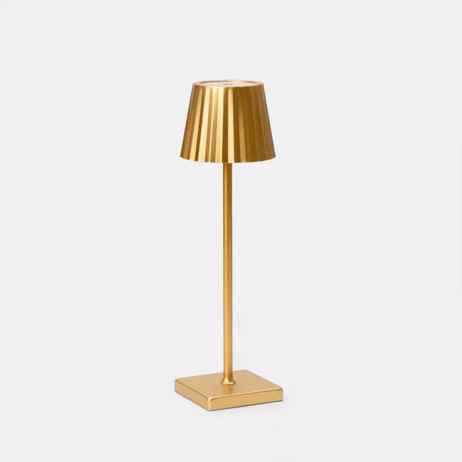 Lampada da tavolo touch a LED plissettata 14x40h cm in alluminio oro - Isobel
