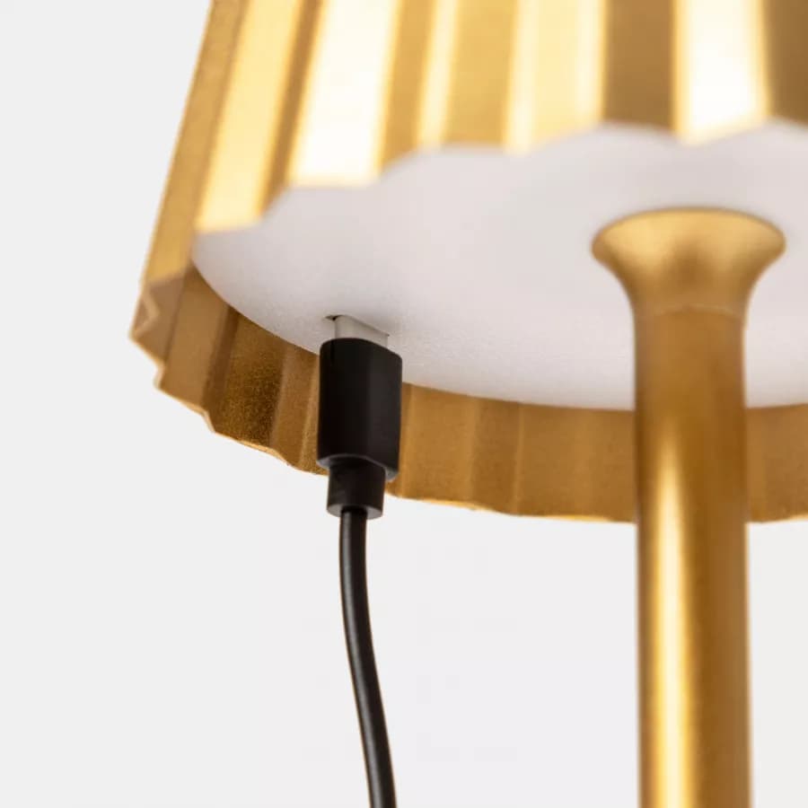 Lampada da tavolo touch a LED plissettata 14x40h cm in alluminio oro - Isobel