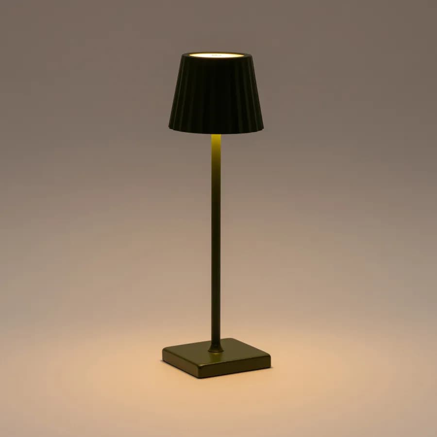 Lampada da tavolo touch a LED plissettata 14x40h cm in alluminio verde - Isobel