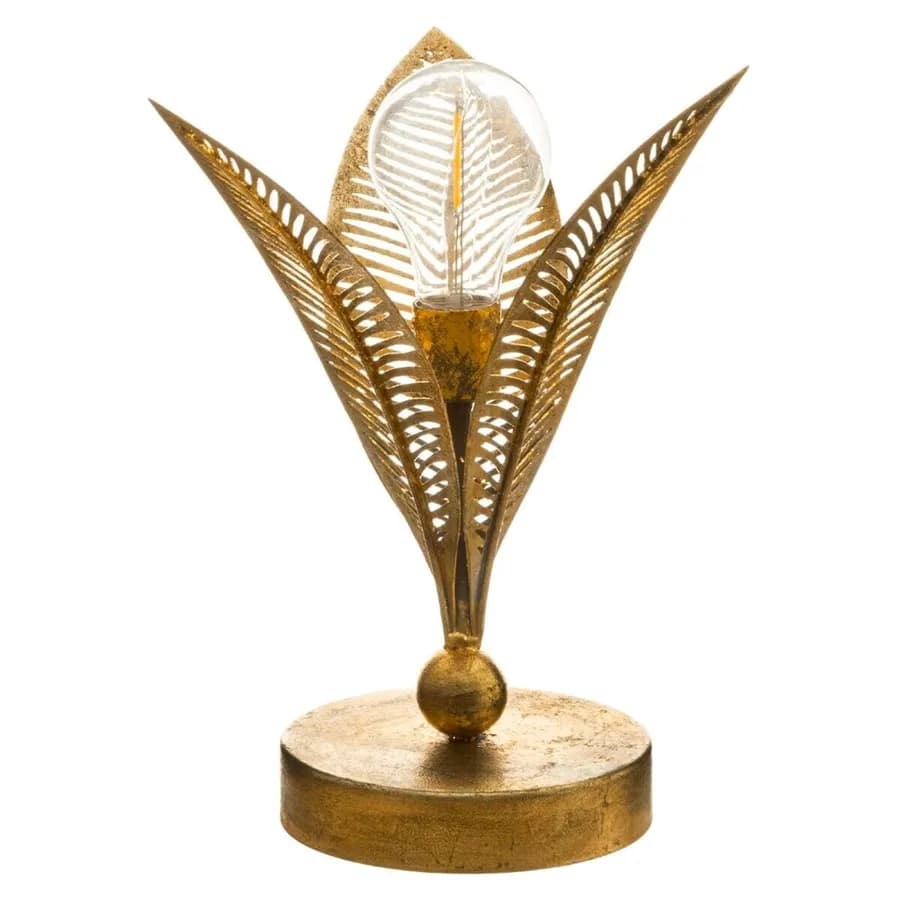 Lampada d'appoggio 25 h cm a forma di foglie in metallo oro