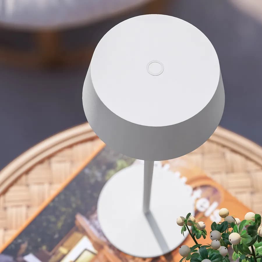 Lampada LED da tavolo portatile in alluminio bianco - Daikiri