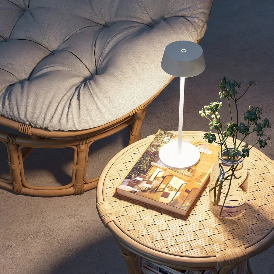 Lampada LED da tavolo portatile in alluminio bianco - Daikiri