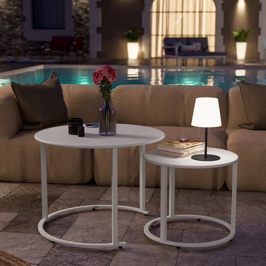 Lampada LED portatile paralume rotondo 15 cm in alluminio nero con catenella - Sazerac