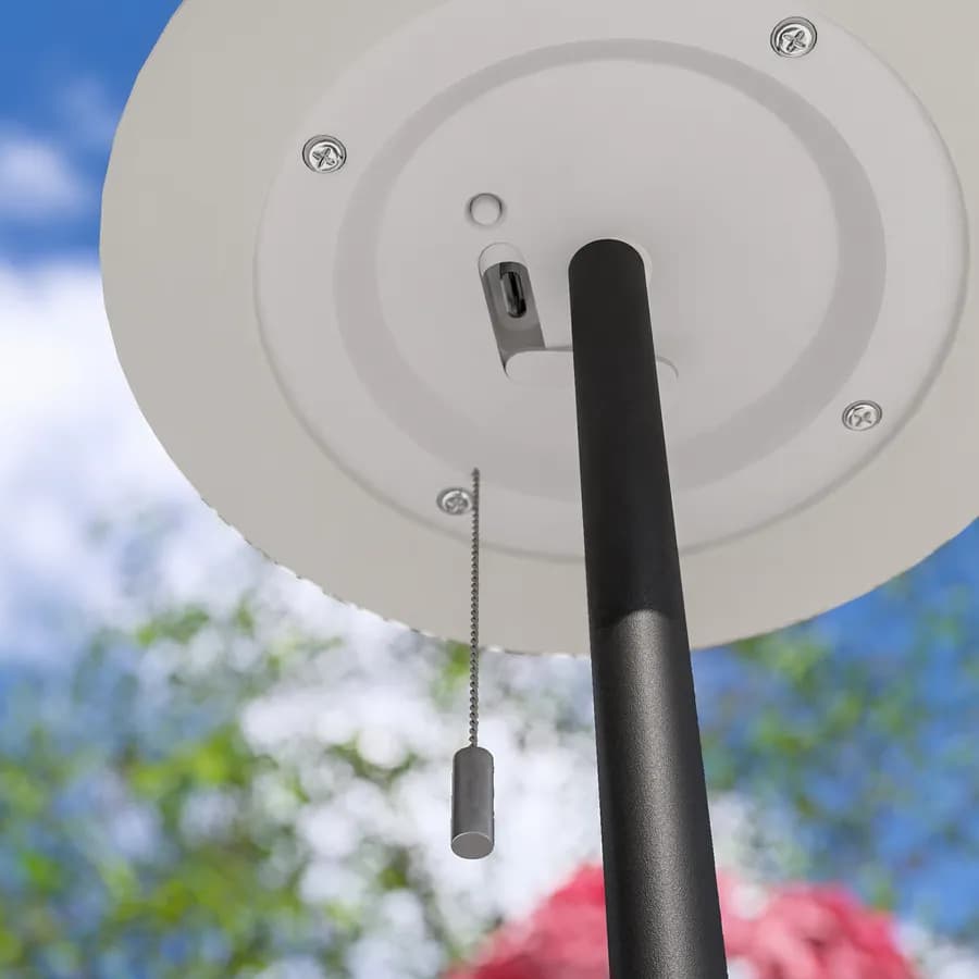 Lampada LED portatile paralume rotondo 15 cm in alluminio nero con catenella - Sazerac