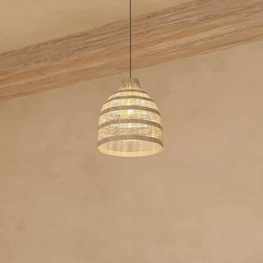 Lampada sospesa rotonda 46 cm in vimini naturale