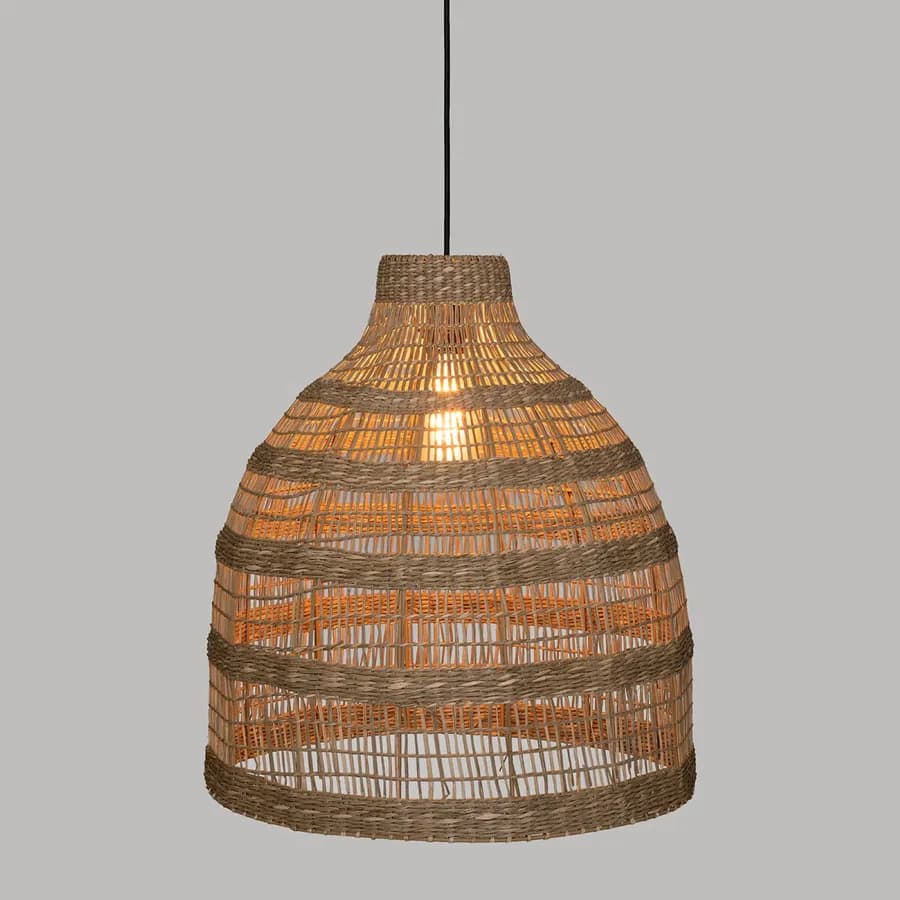 Lampada sospesa rotonda 46 cm in vimini naturale