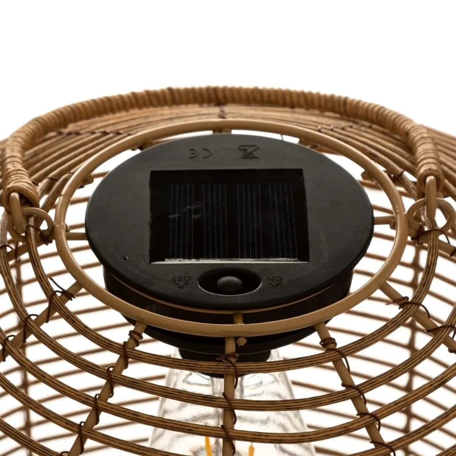 Lampada solare da esterno 30h cm in rattan naturale
