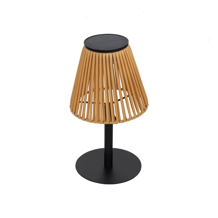 Lampada solare da tavolo 30h cm in acciaio nero e paralume in pvc - Nernia