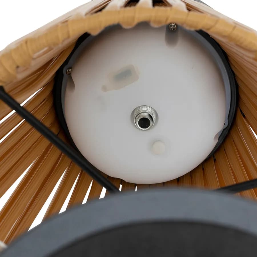 Lampada solare da tavolo 30h cm in acciaio nero e paralume in pvc - Nernia