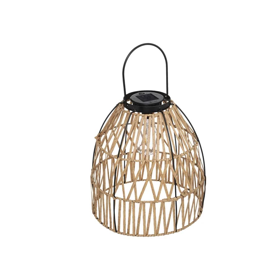 Lampada solare in polyrattan naturale e acciaio grafite con LED - Violante