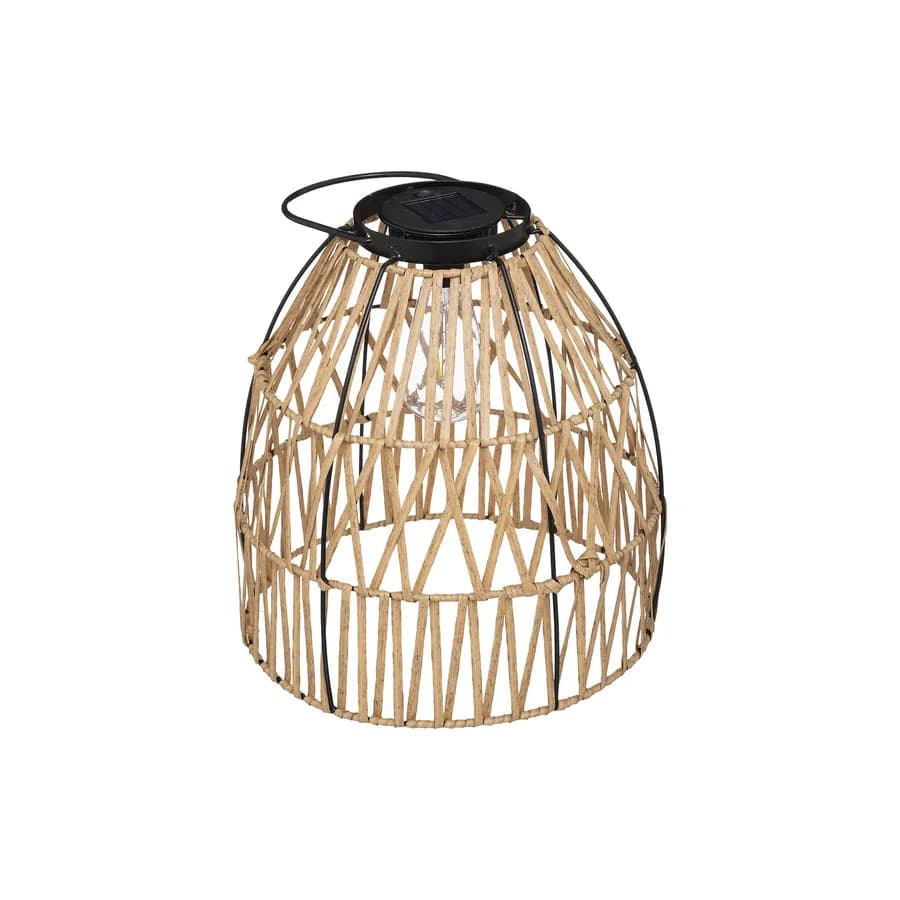 Lampada solare in polyrattan naturale e acciaio grafite con LED - Violante