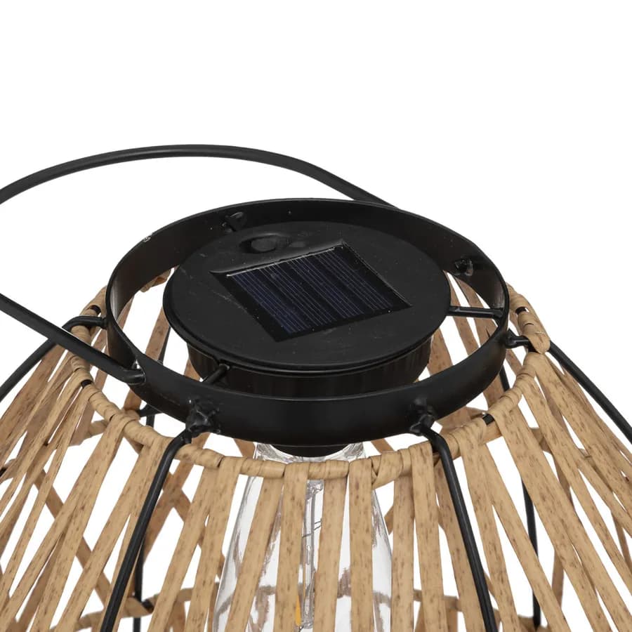 Lampada solare in polyrattan naturale e acciaio grafite con LED - Violante