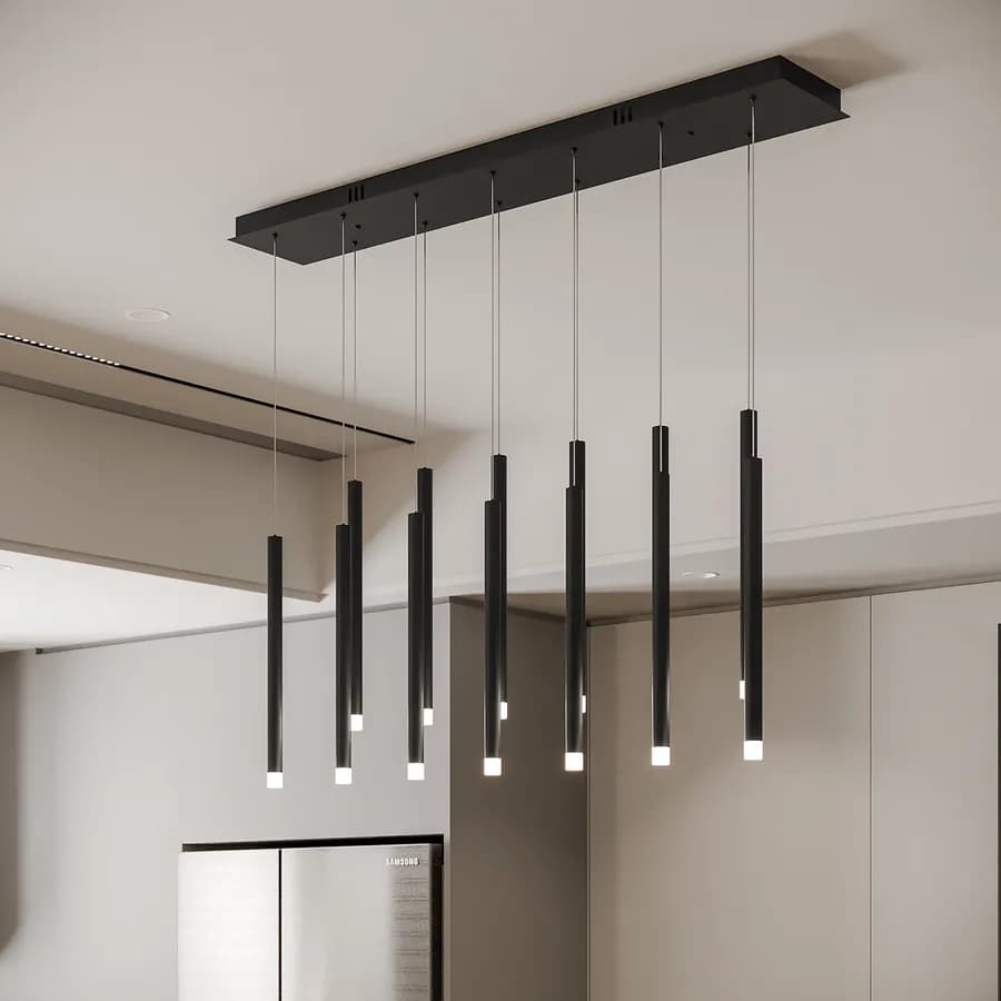 Lampada sospesa 108x200h cm multipla in metallo nero opaco - Aretha