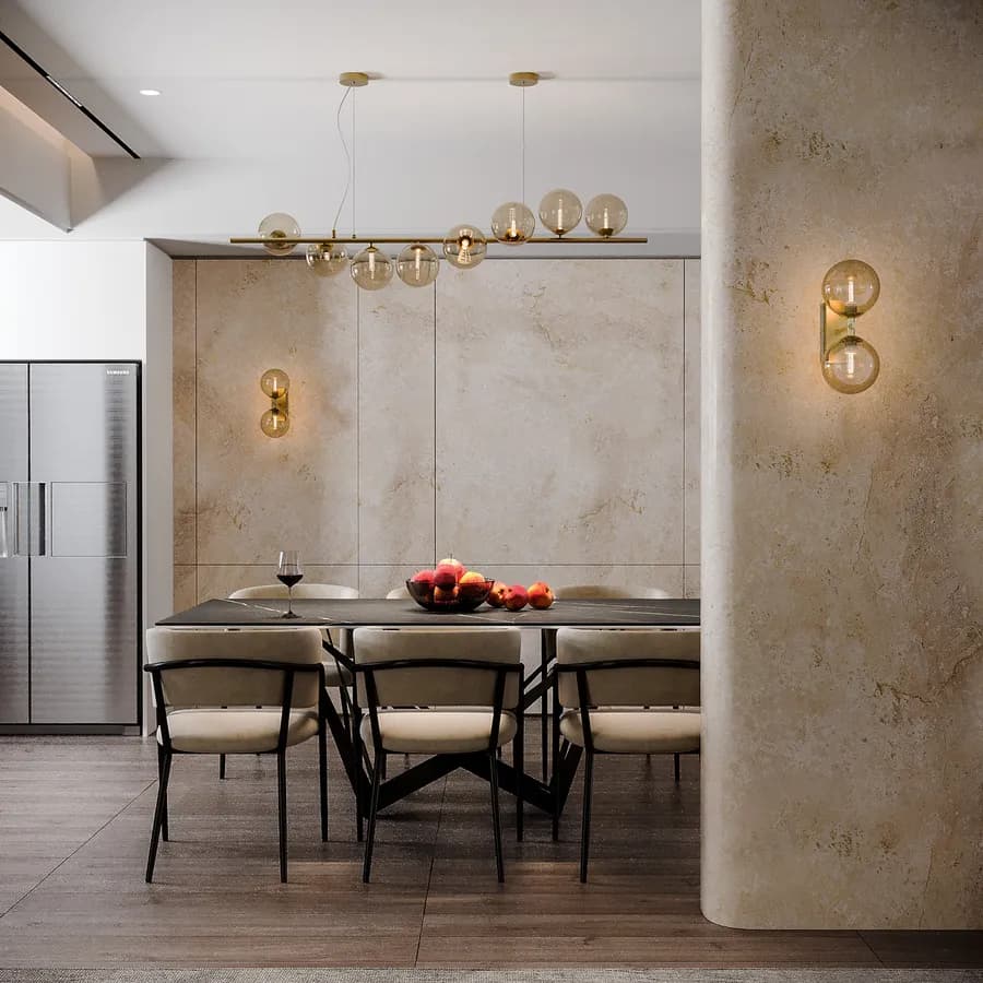 Lampada sospesa 145x33,5 cm in metallo oro con diffusori in vetro champagne