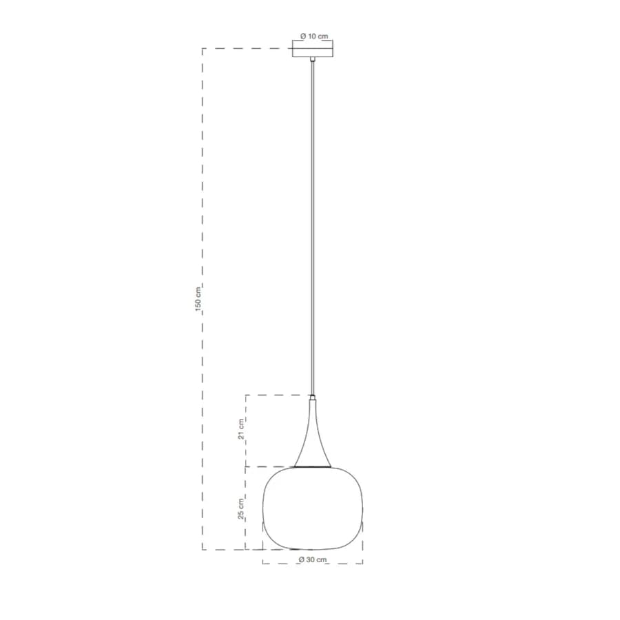 Lampada sospesa 150x30 cm in metallo con diffusore in vetro opale grigio